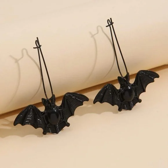 Any 2/$20! Black Bat Ear Wire Earrings - Picture 1 of 6